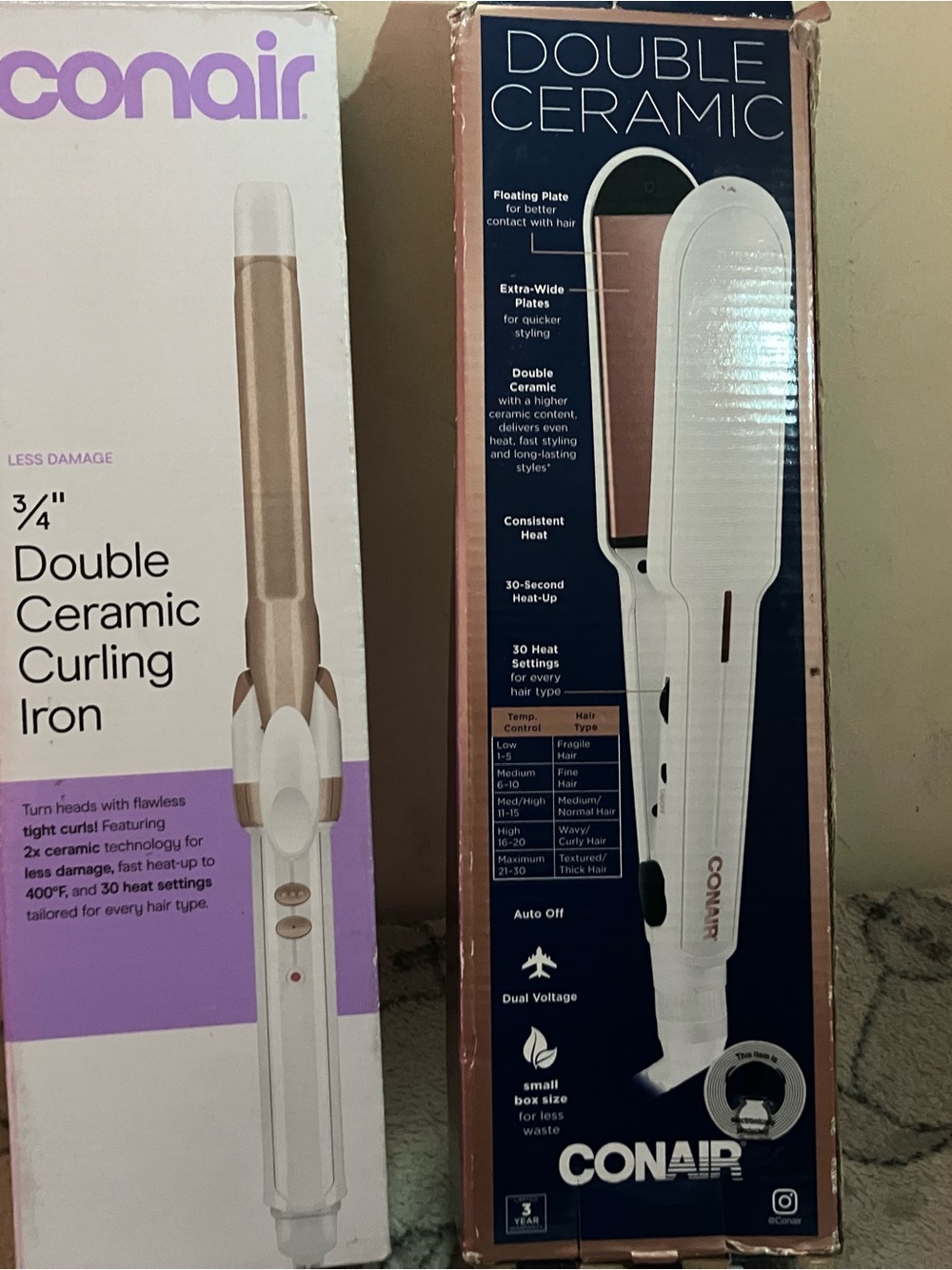 Conair Double Ceramic Hair Styling Set in White and Rose Gold